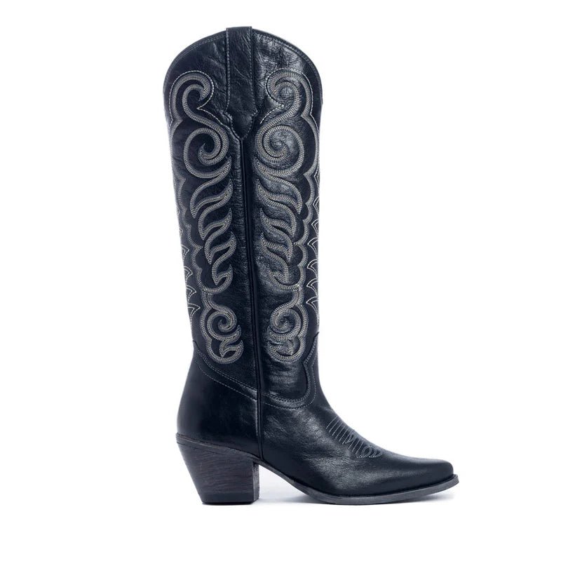 Ebony Stitched Western Tall Boot - Vintage Vault Boutique