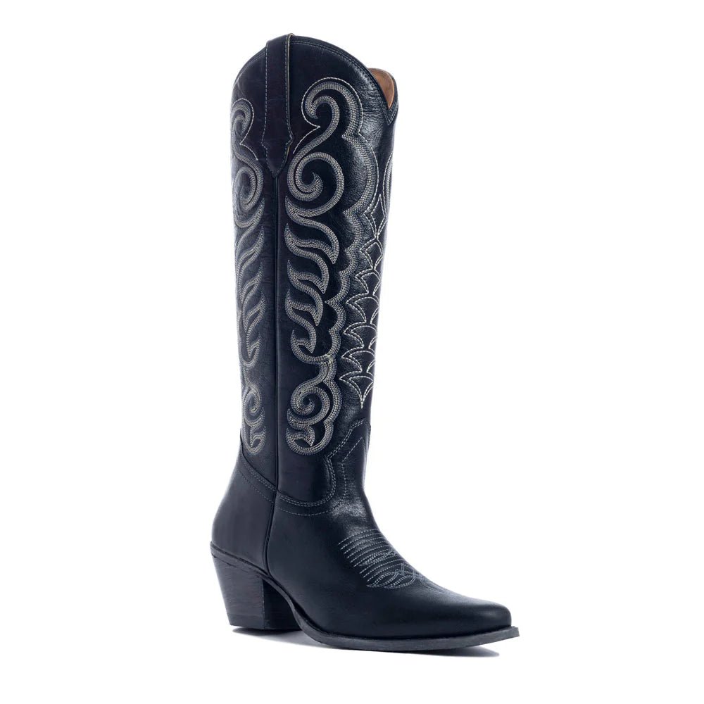 Ebony Stitched Western Tall Boot - Vintage Vault Boutique