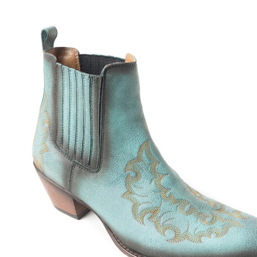 Teal Western Stitched Bootie