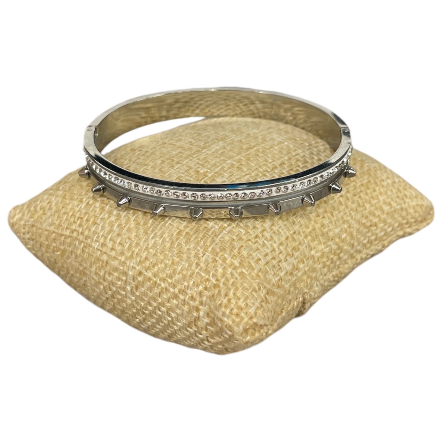 Stainless Steel Rhinestone and Spike Bracelet - Vintage Vault Boutique
