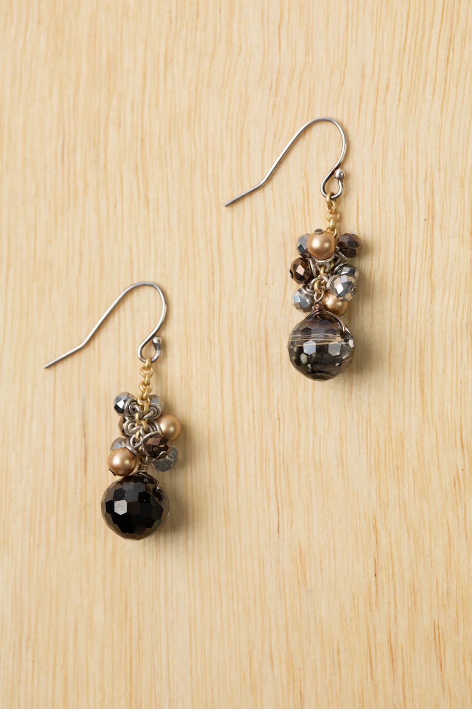 Silver & Gold Cluster Earrings E058