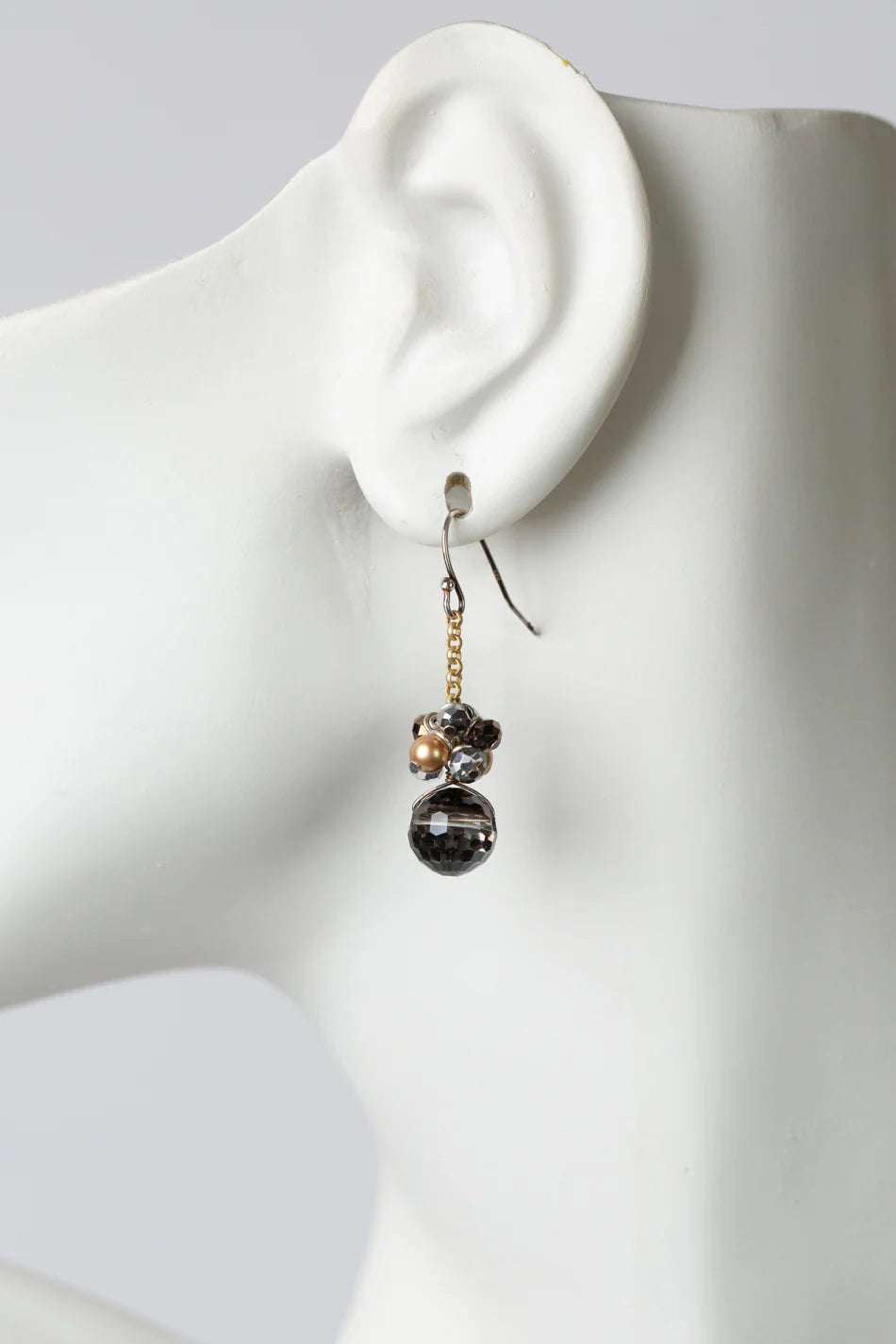 Silver & Gold Cluster Earrings E058