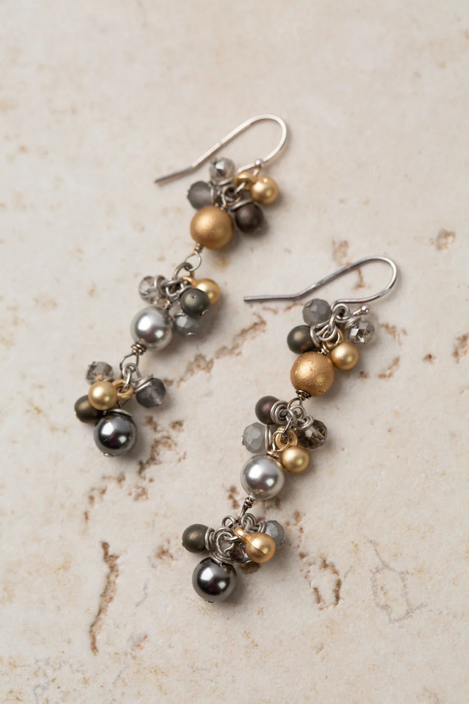 Silver & Gold Dangle Earrings E078