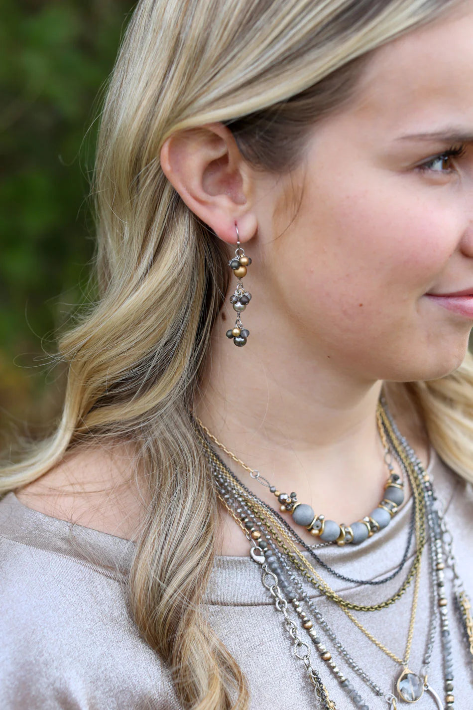 Silver & Gold Dangle Earrings E078