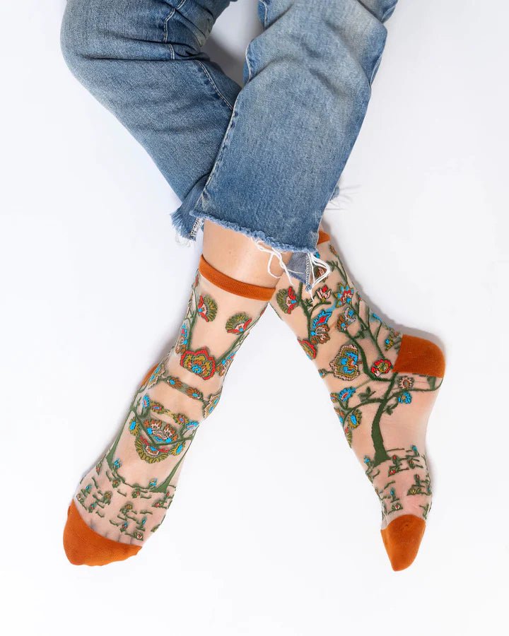 Tree of Life Sheer Crew Sock - Vintage Vault Boutique