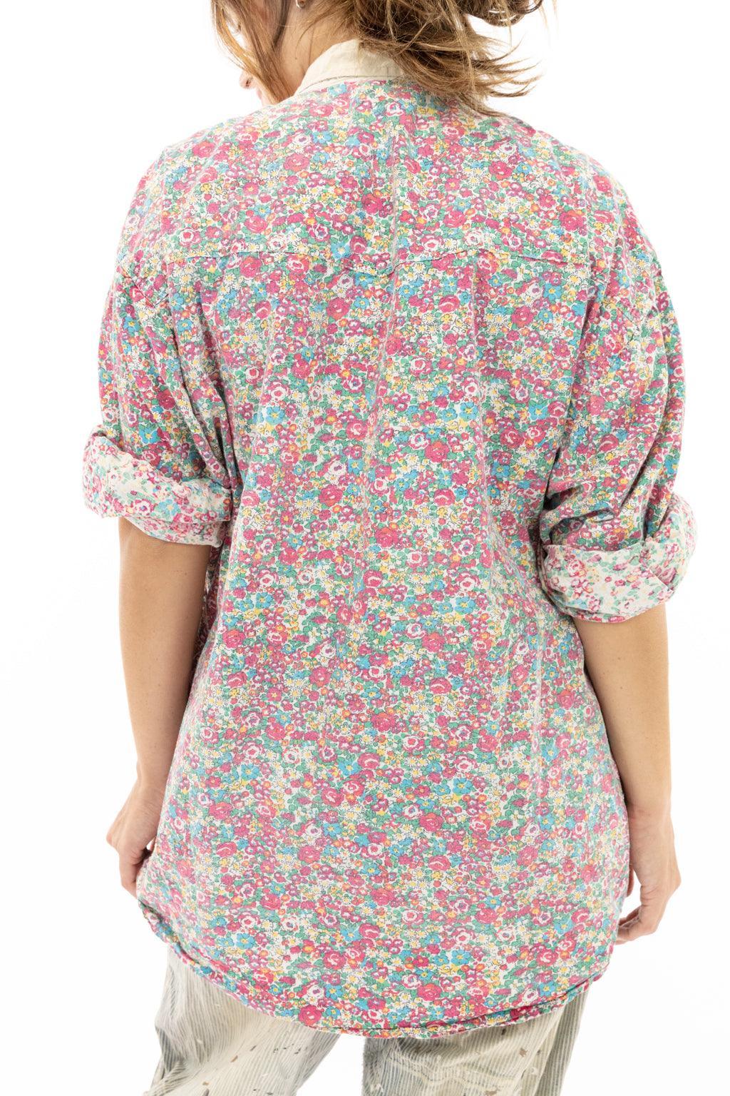 Top 1040 Floral Boyfriend Shirt Clover