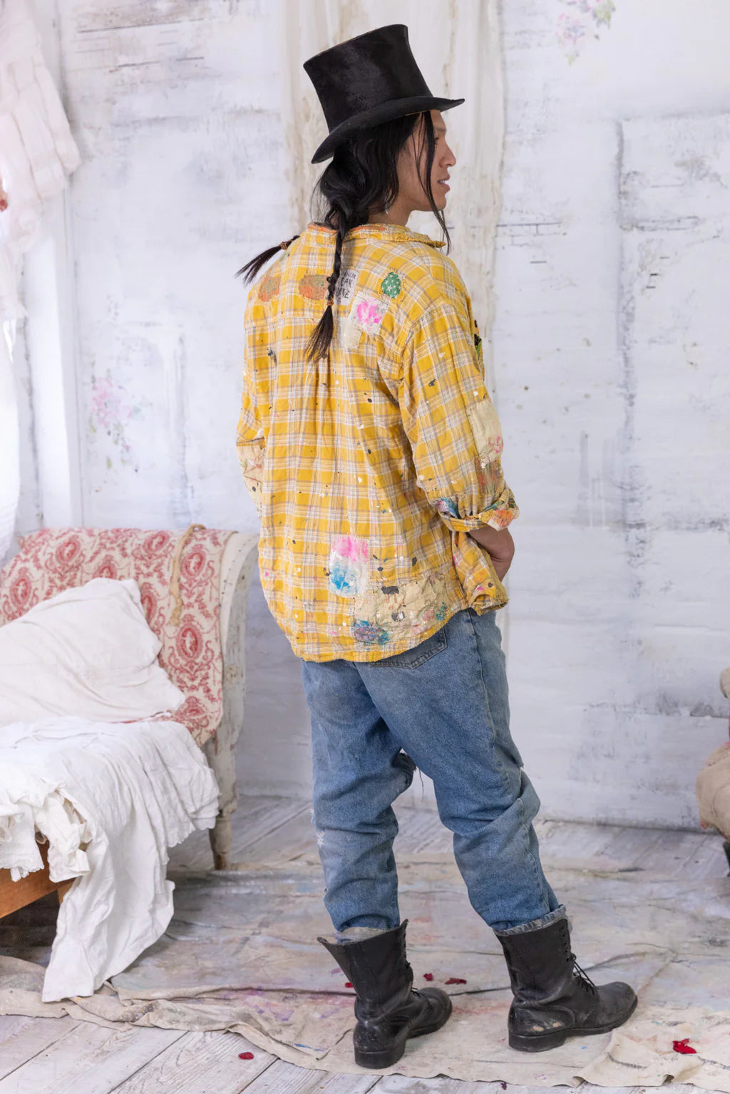 Top 1563 Boyfriend Workshirt Sunshine Plaid