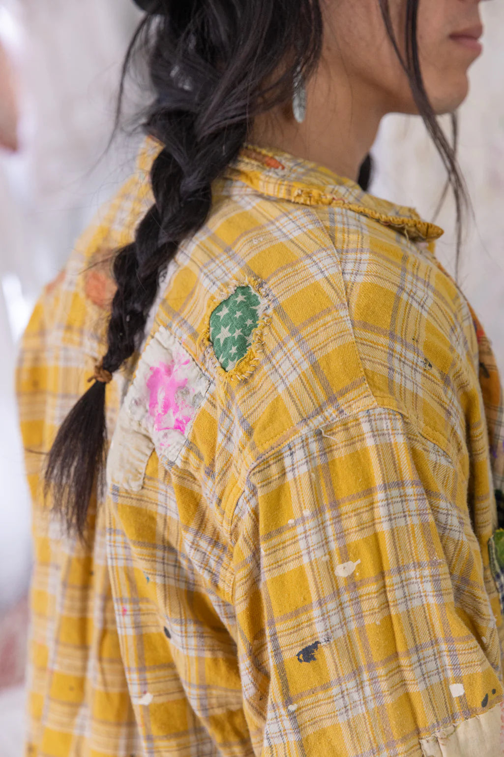 Top 1563 Boyfriend Workshirt Sunshine Plaid