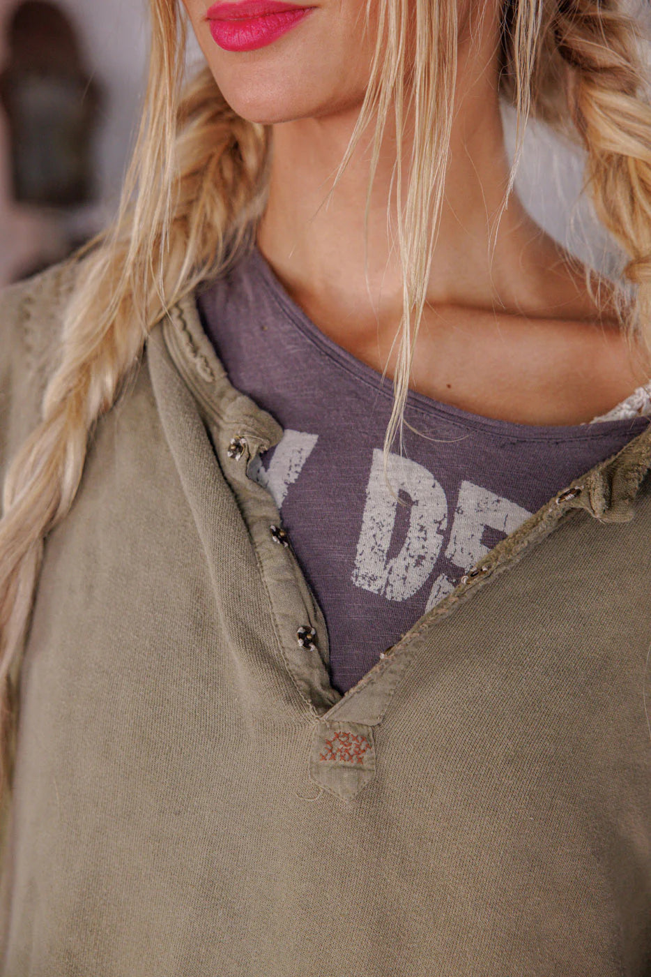 Top 2128 Fleece Riehl Henley Aged