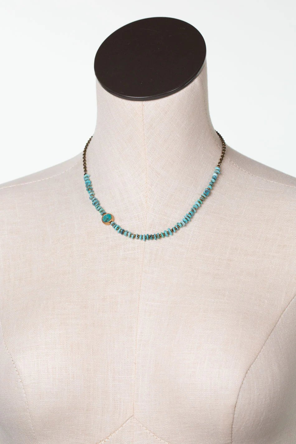 Transcend Turquoise Bezel Necklace N001 - Vintage Vault Boutique