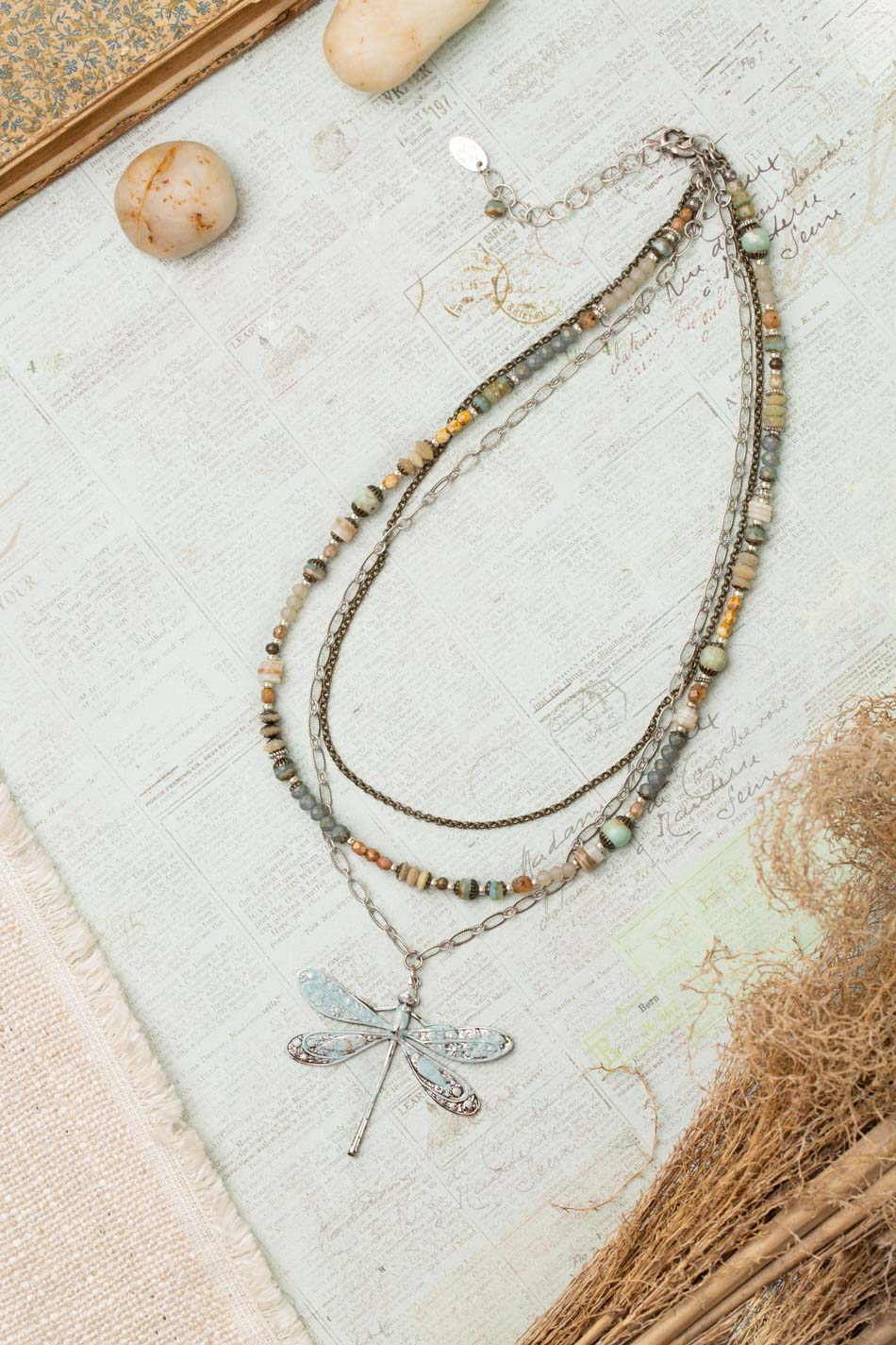 Wisdom Within Dragonfly Multistrand Necklace - Vintage Vault Boutique