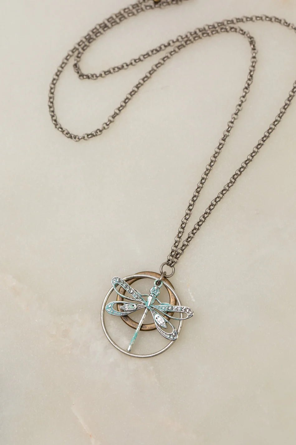 Wisdom Within Simple Dragonfly Necklace N004 - Vintage Vault Boutique
