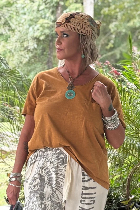 Moon Dance V-Neck Mustard