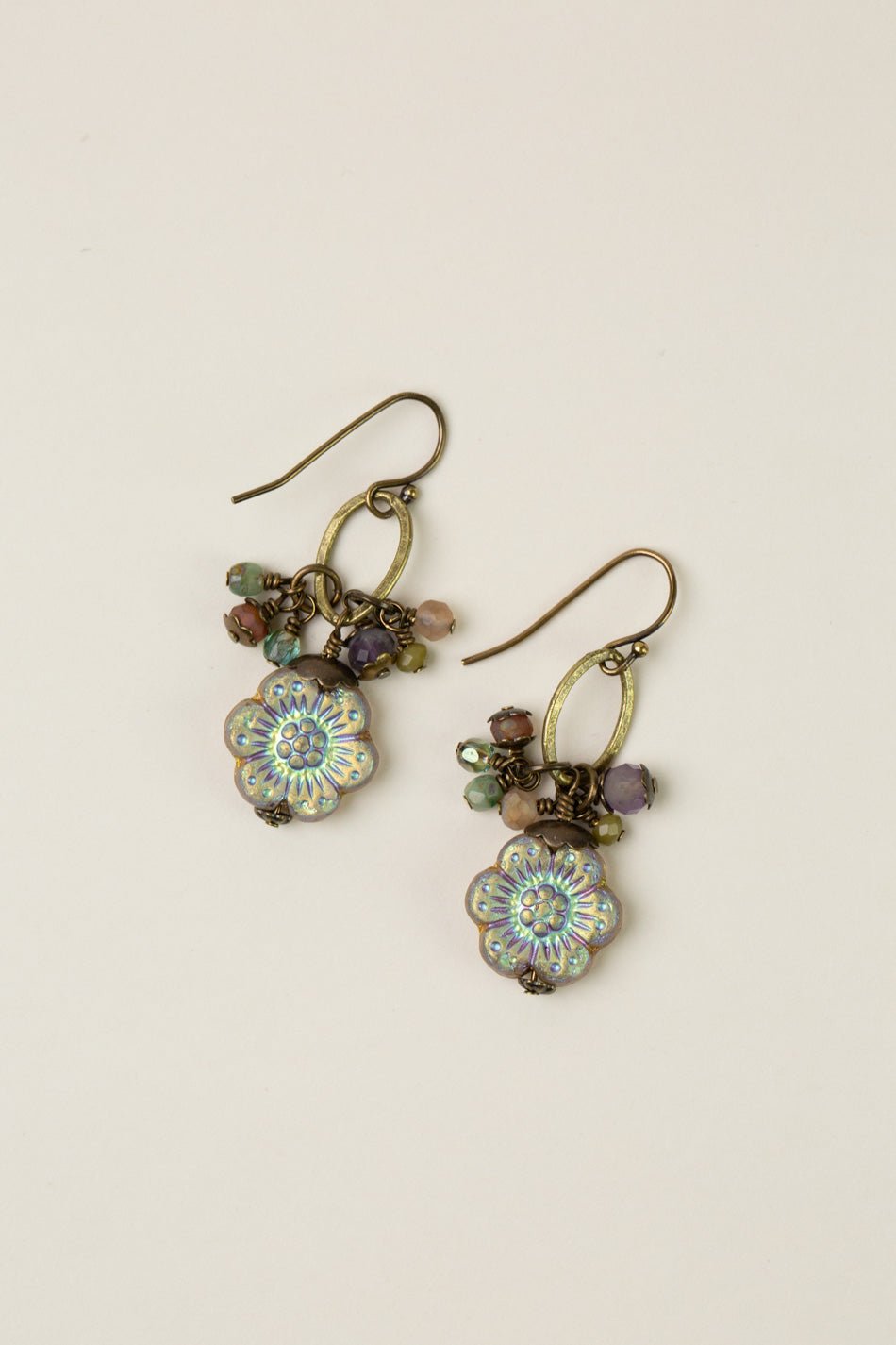 Wildflower Czech Glass Earrings E030 - Vintage Vault Boutique