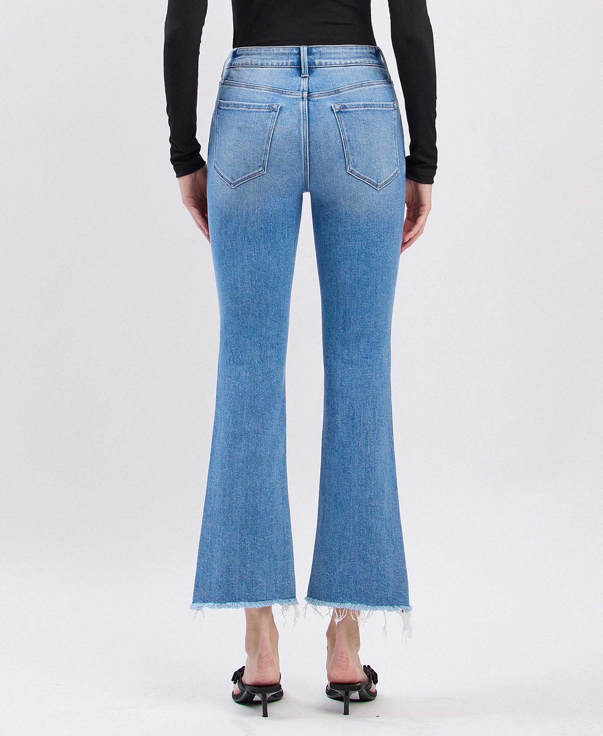 Slant Raw Edge Kick Flare Jean
