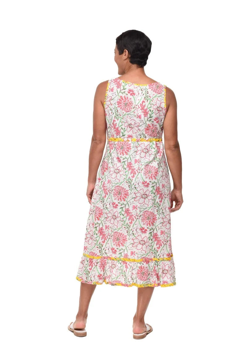 Back view of the Abigail cotton Tank dress worn by a model.