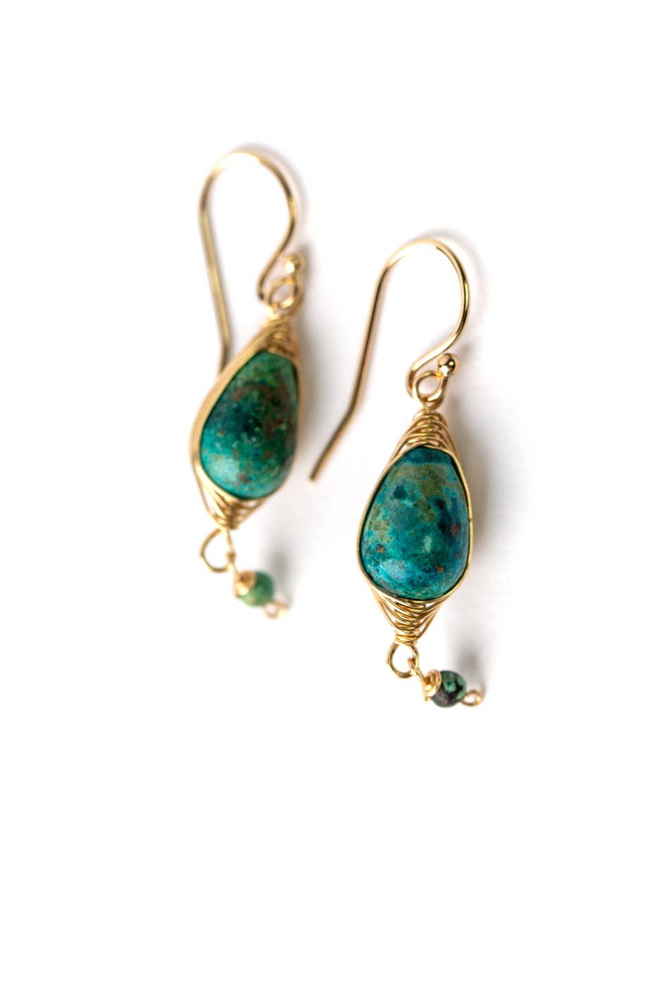 Birthstone December Gold Turquoise Earrings 047E