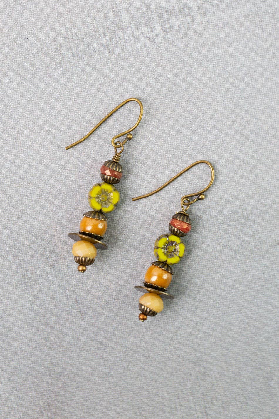 Azulejo Czech Glass Simple Earrings - Vintage Vault Boutique