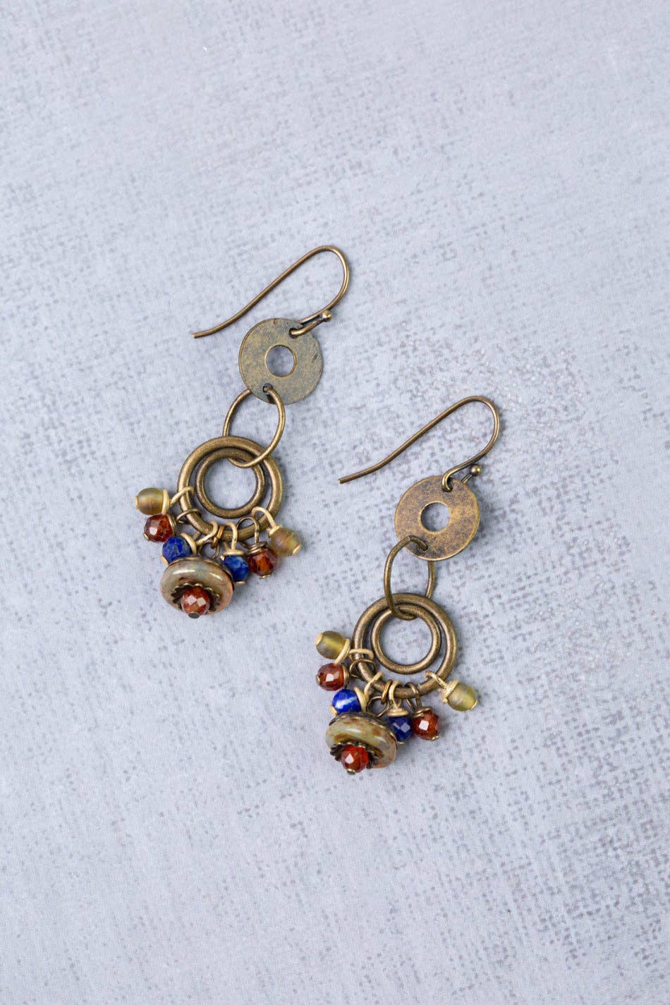 Sacred Heart Czech Glass Dangle Earrings E024 - Vintage Vault Boutique