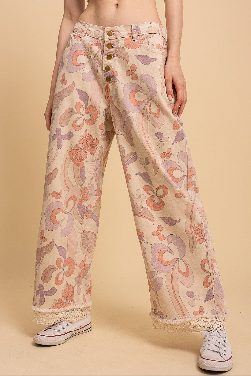 Groovy Print Denim Pants