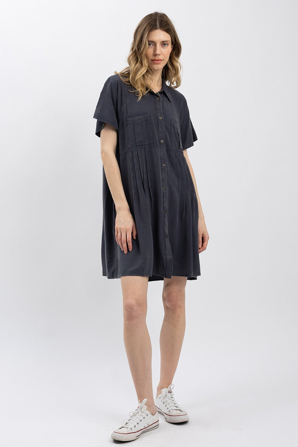 Charcoal PIntuck Shirt/Dress