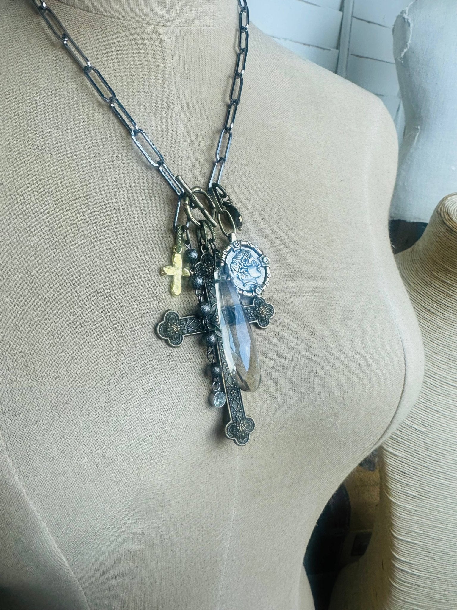 Regal Charmed Cross Necklace - Vintage Vault Boutique