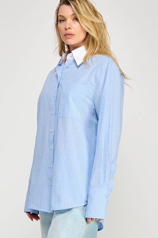 Striped Long Sleeve Shirt Blue/White