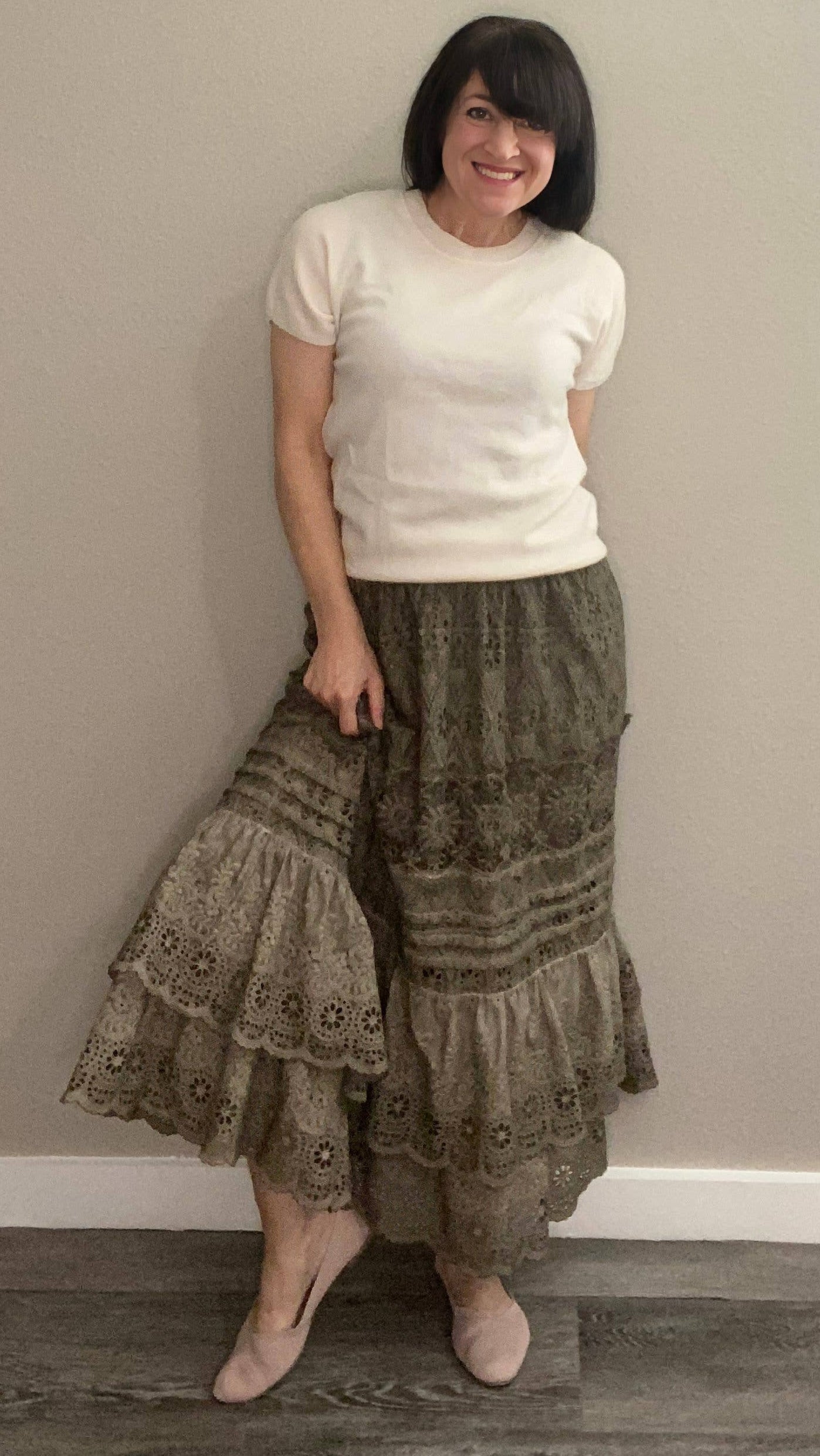 Serendipity Lace Maxi Skirt - Peppercorn Grey