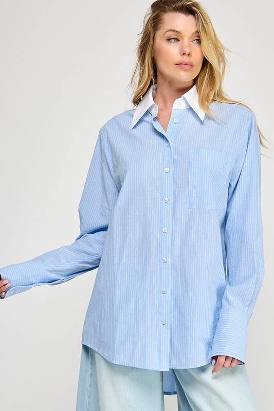 Striped Long Sleeve Shirt Blue/White