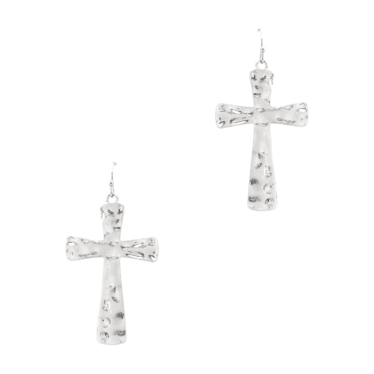 Silver Textured Cross Earring - Vintage Vault Boutique