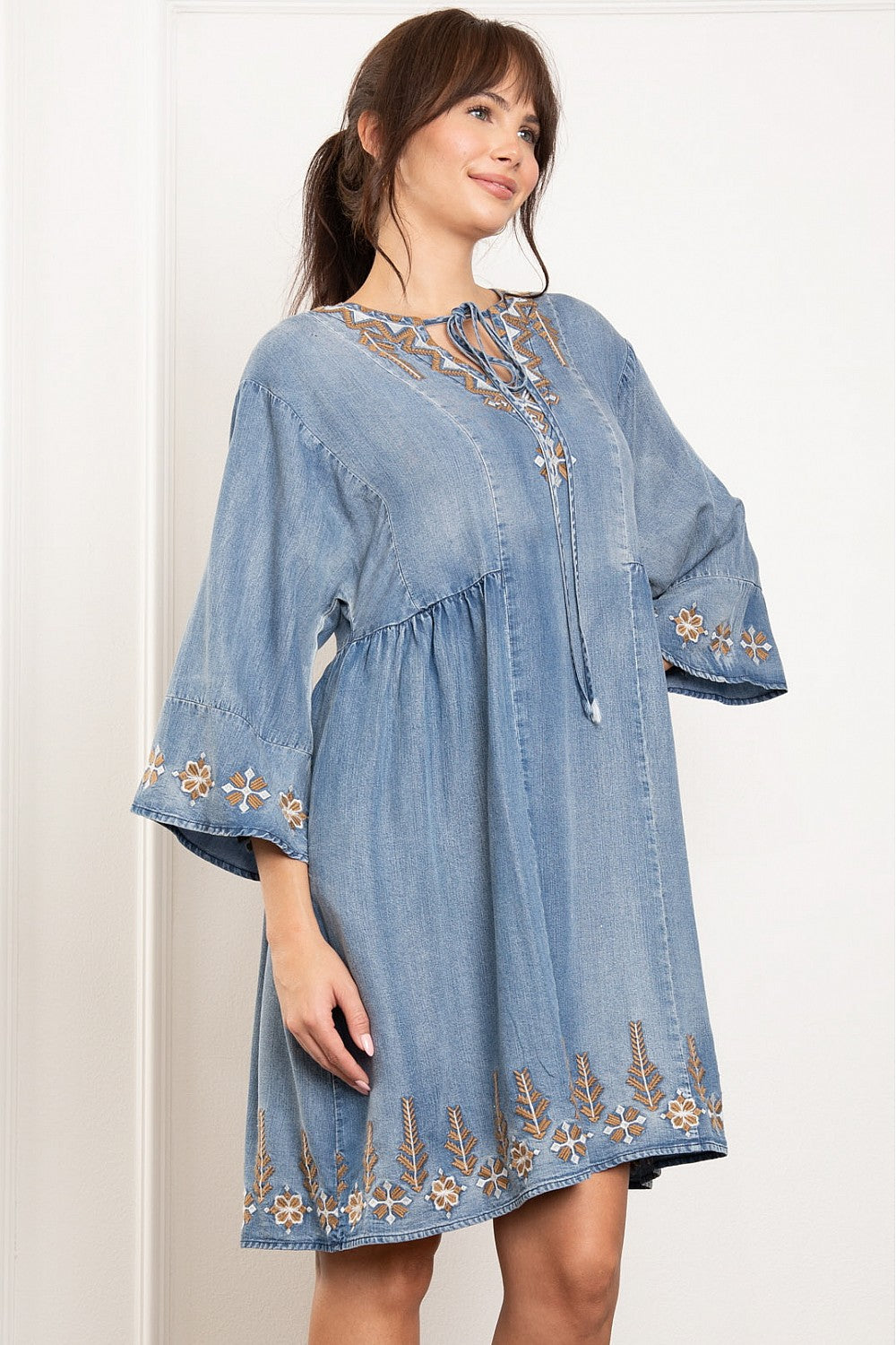 Embroidery Tencel Denim Dress