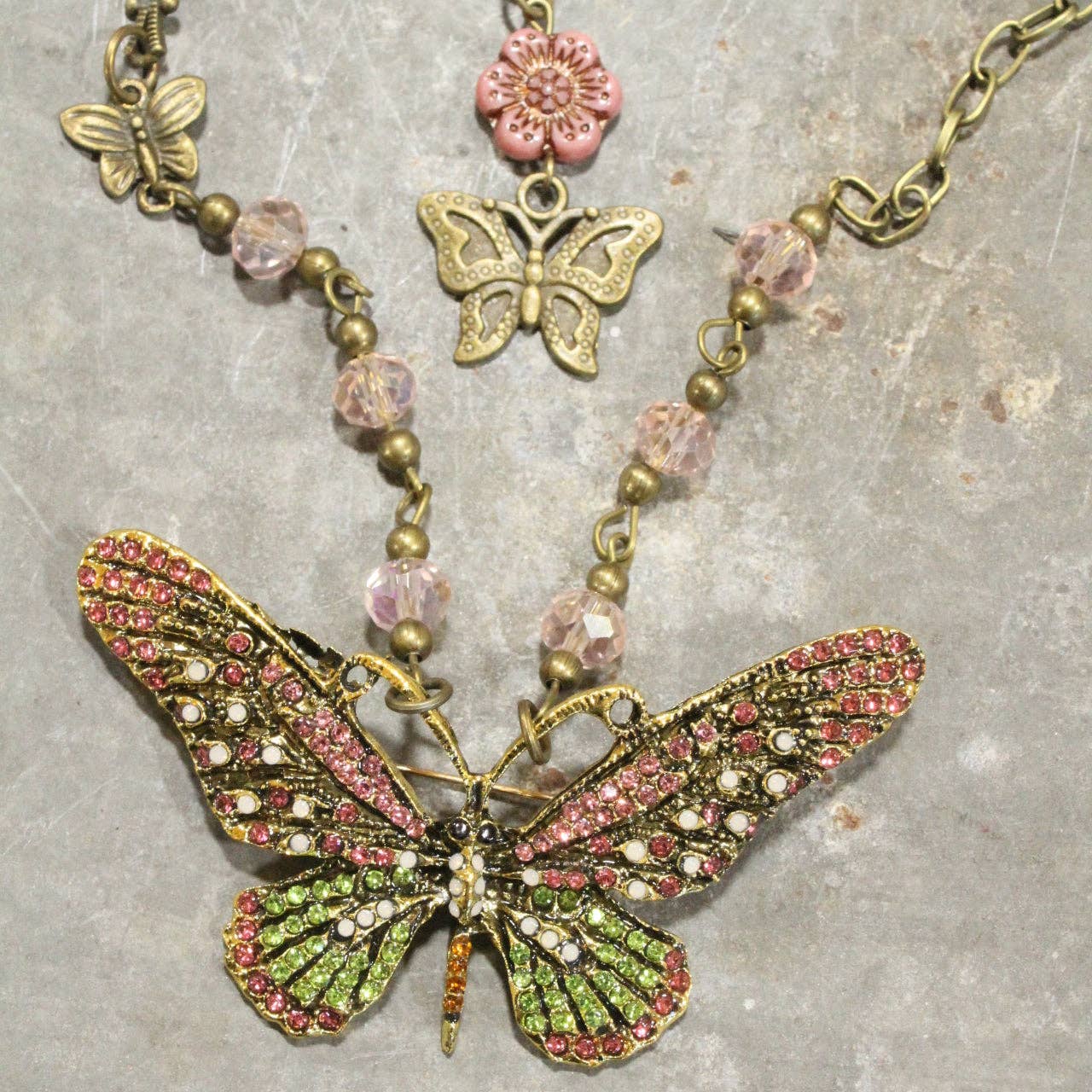 Fly High Butterfly Bling Blushing Layered Necklace