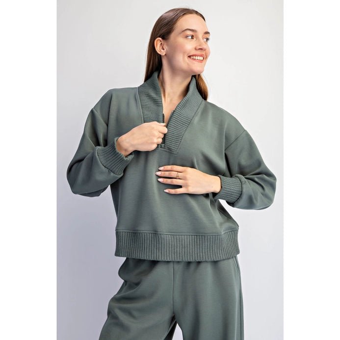 Modal Scuba Luxe Zipper Top - Vintage Vault Boutique