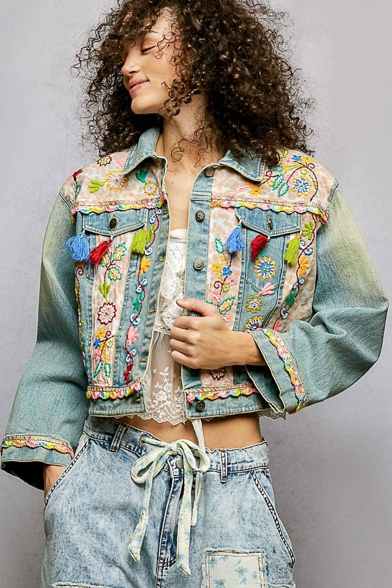 Floral Embroidery Tassel Jacket - Vintage Vault Boutique