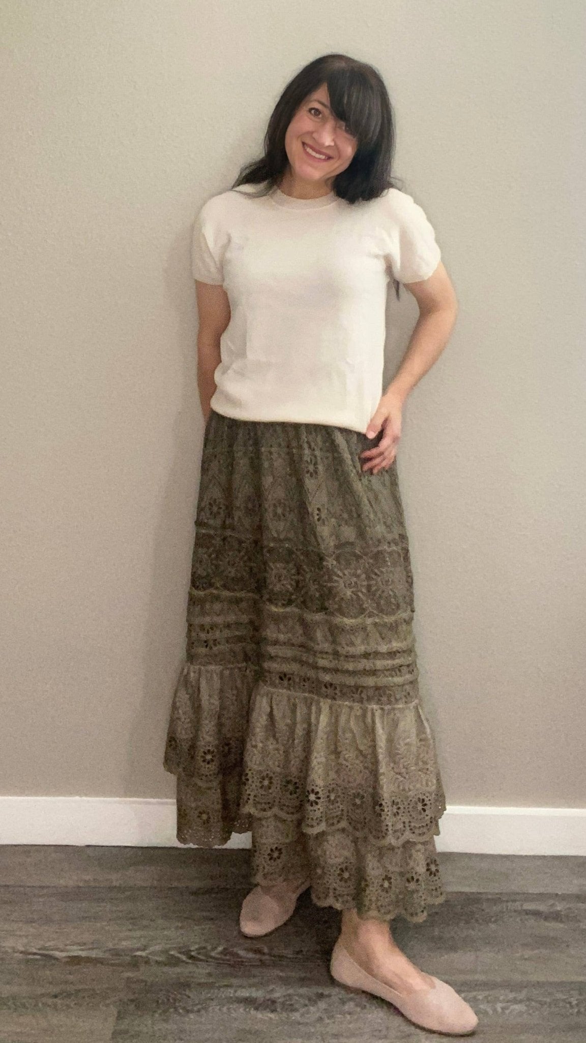 Serendipity Lace Maxi Skirt - Peppercorn Grey - Vintage Vault Boutique