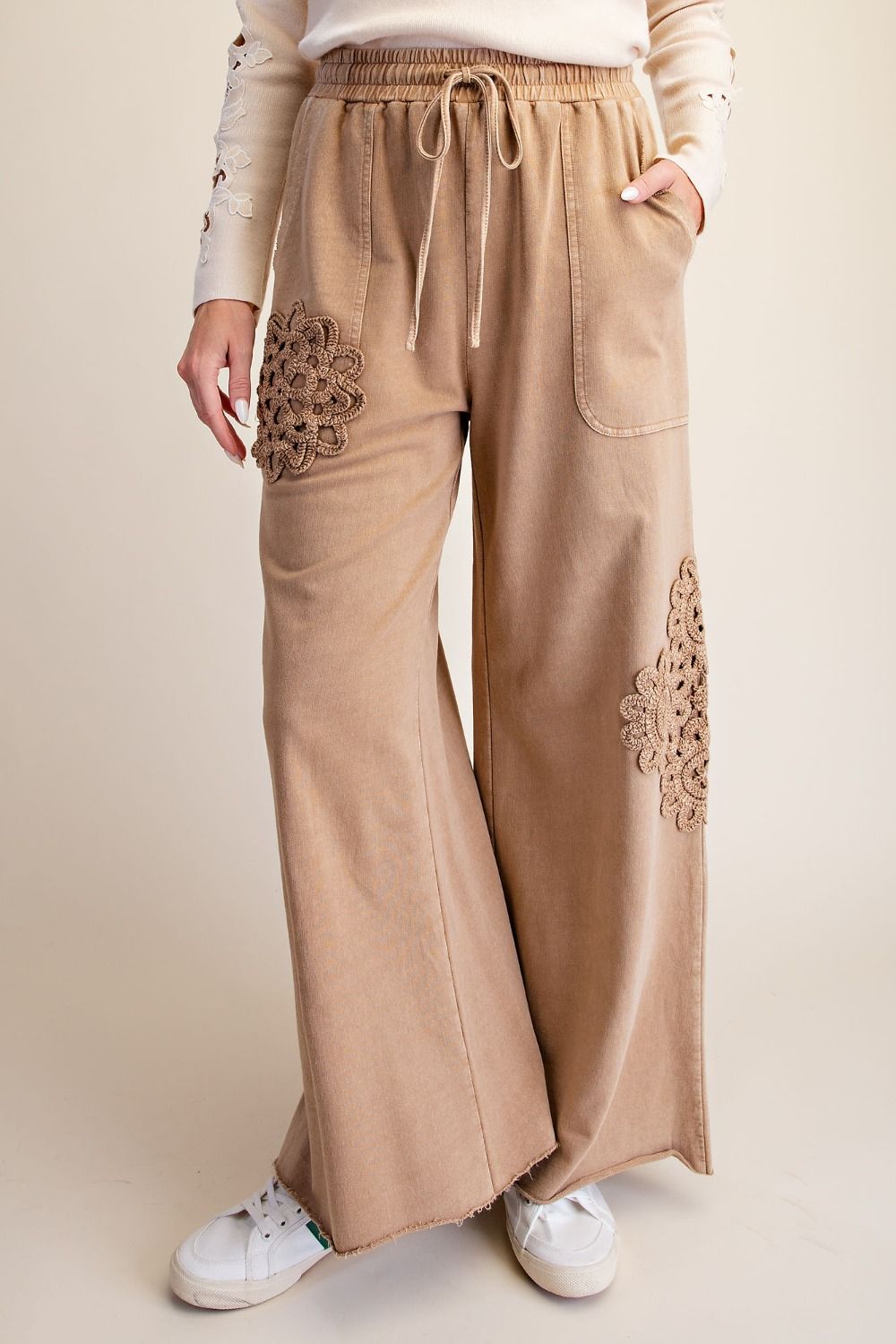 Crochet Patch Knit Pants