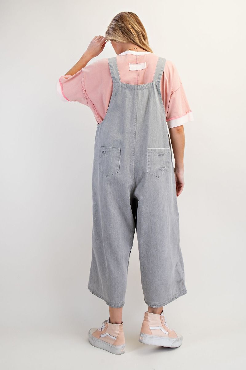 Washed Twill Oversized Overalls STONE