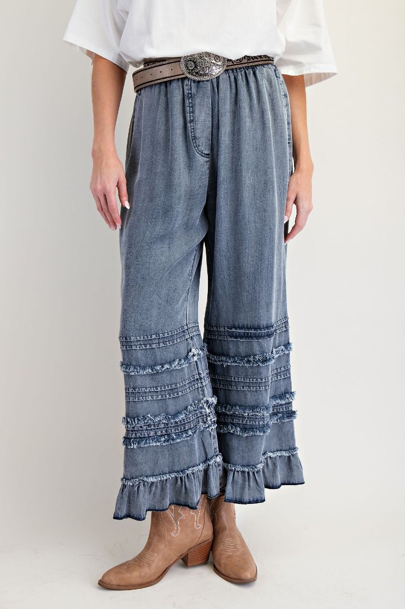 Fray Washed Chambray Pants