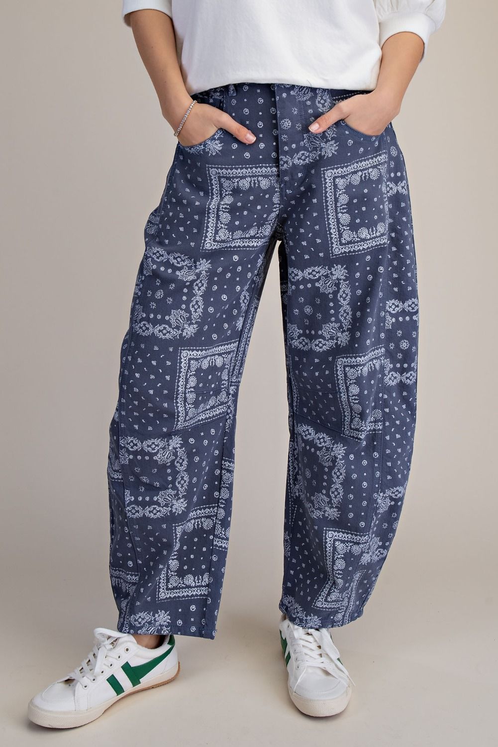 Bandana Print Barrel Pants - Vintage Vault Boutique