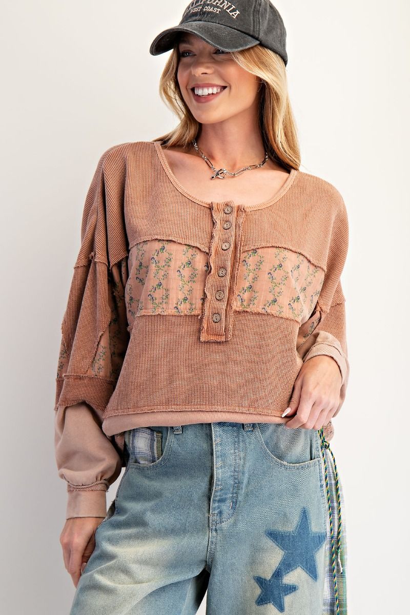 Camel Mix Medium Henley Top