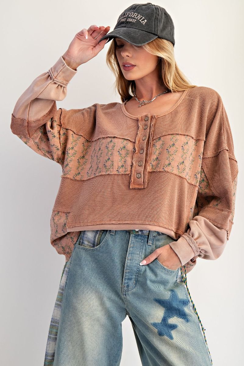 Camel Mix Medium Henley Top