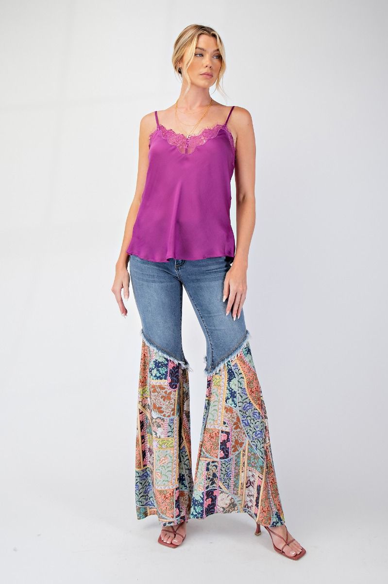 Lace Trim Satin Camisole - Vintage Vault Boutique
