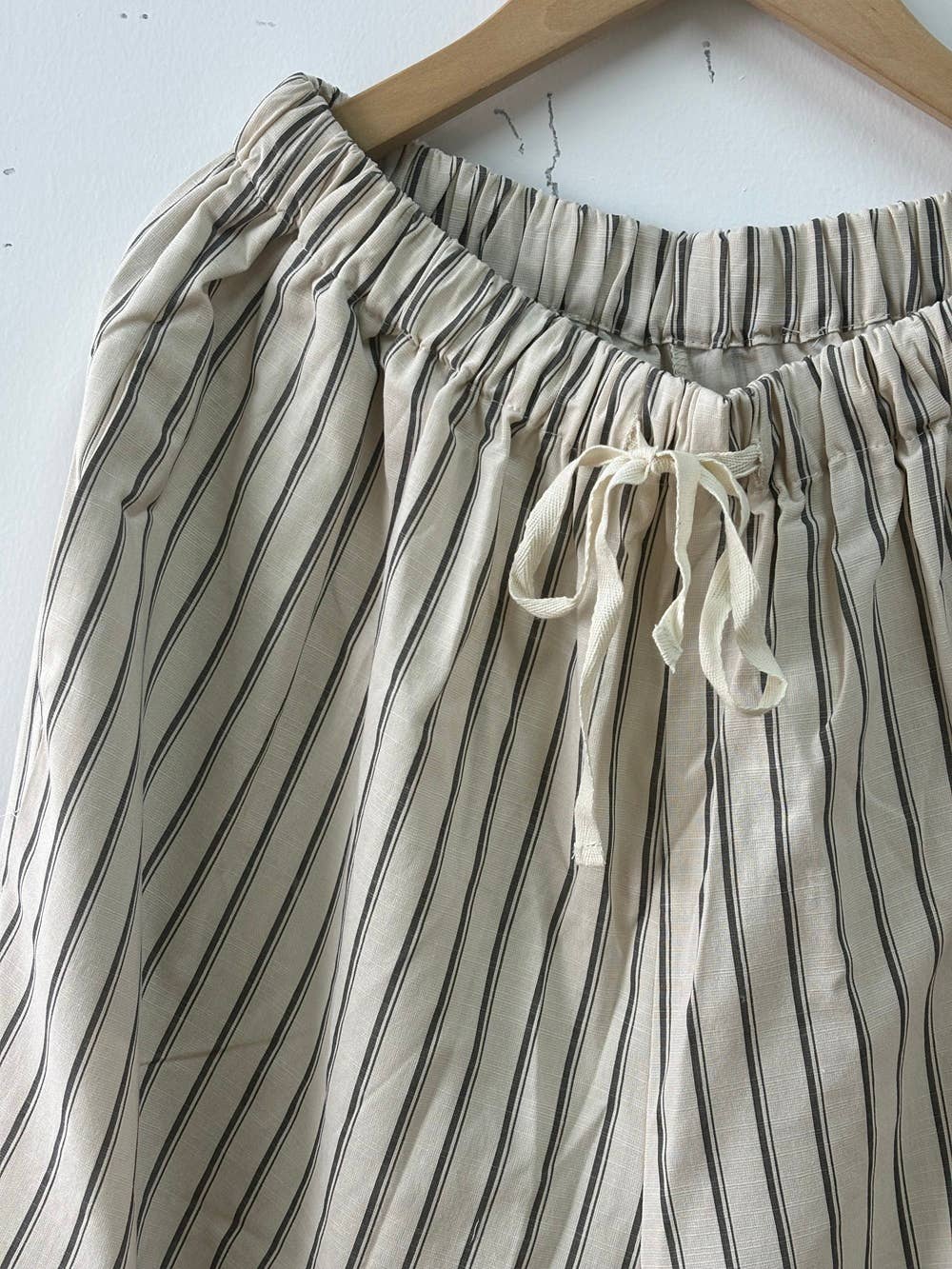 Cotton-Linen Striped Lantern Pants