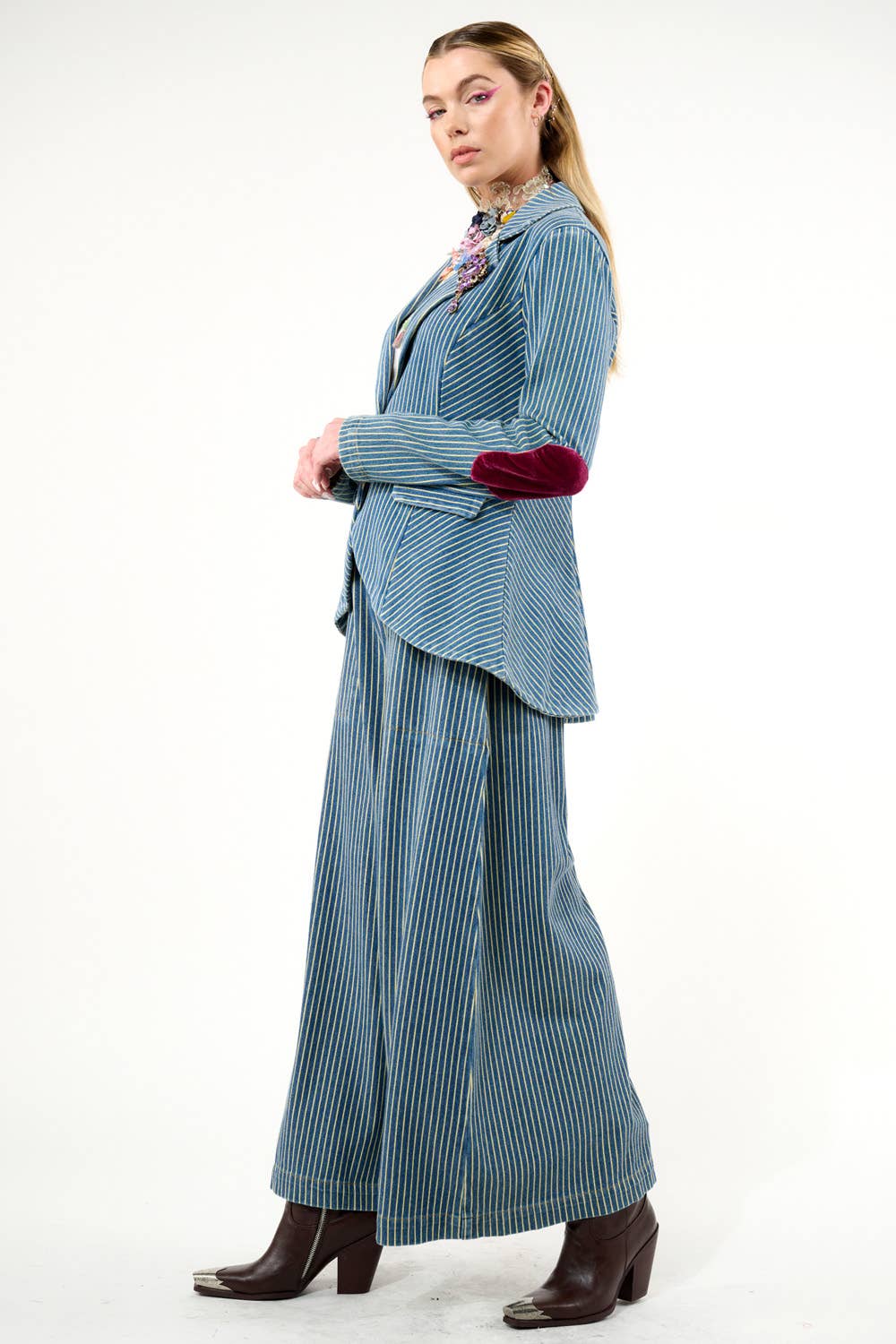 Alaia Stripe Denim Blazer