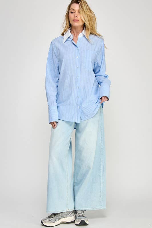 Striped Long Sleeve Shirt Blue/White