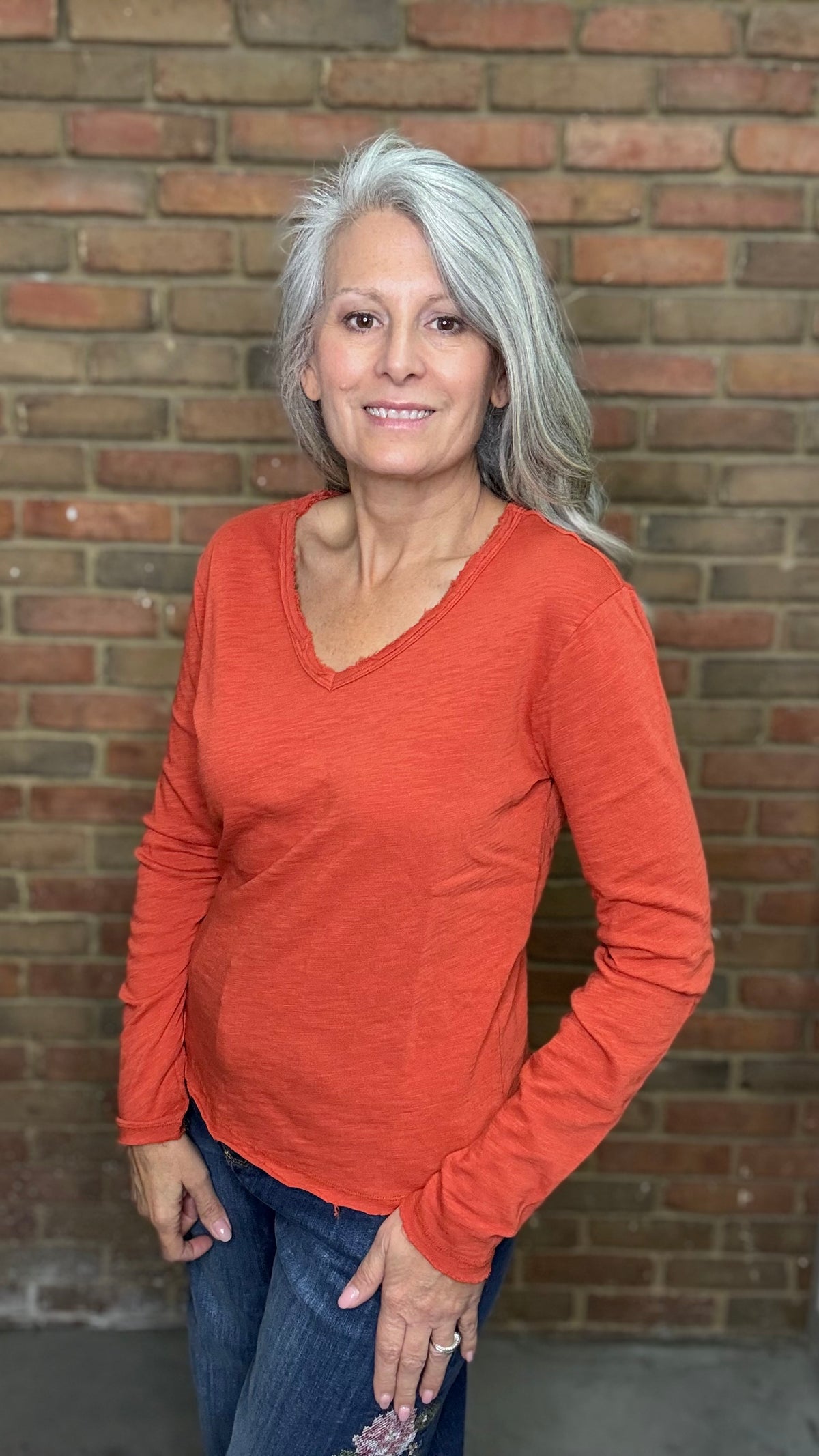 VANYA Long Sleeve Tee Burnt Orange