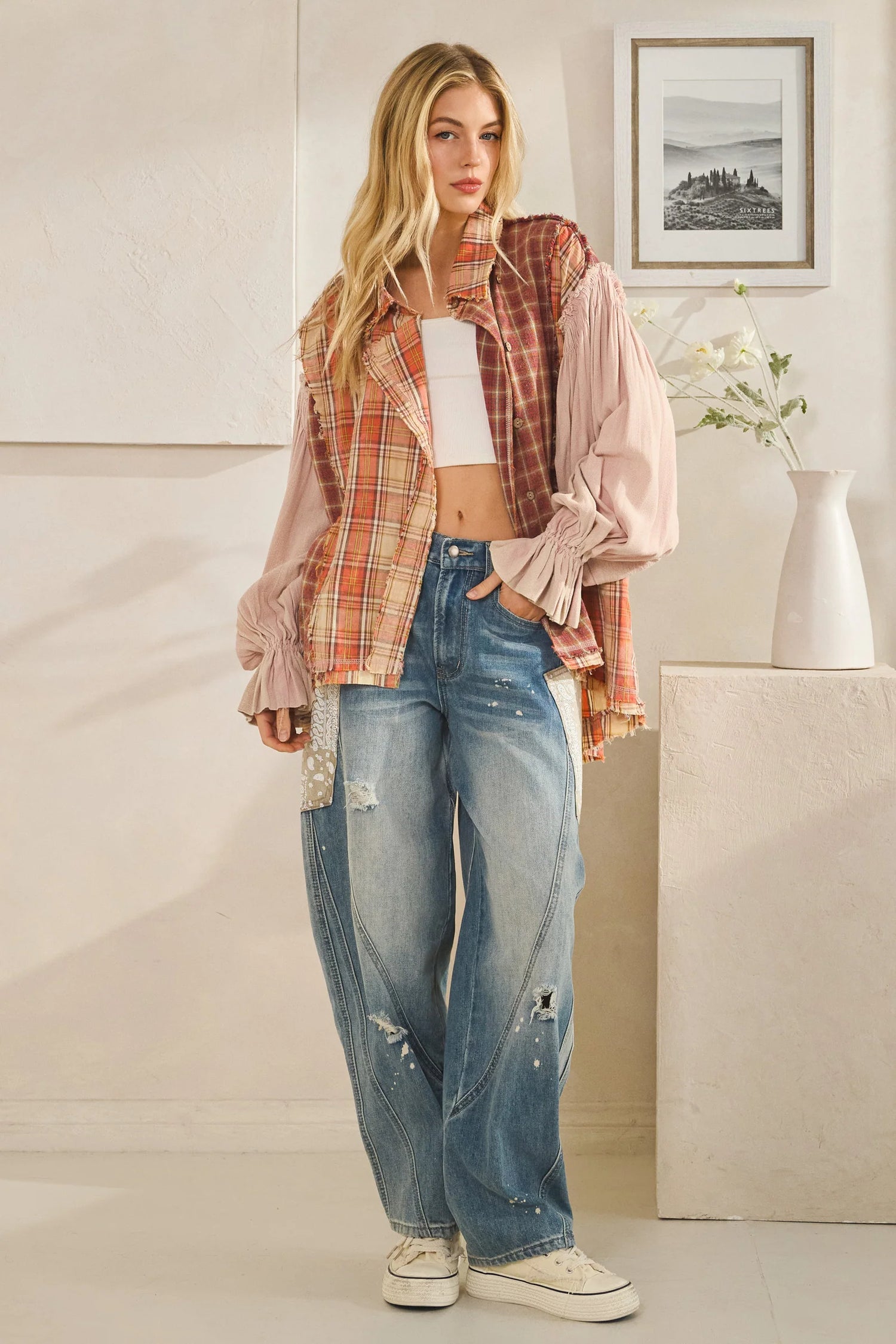 Mauve Asymmetric Button Down Shirt