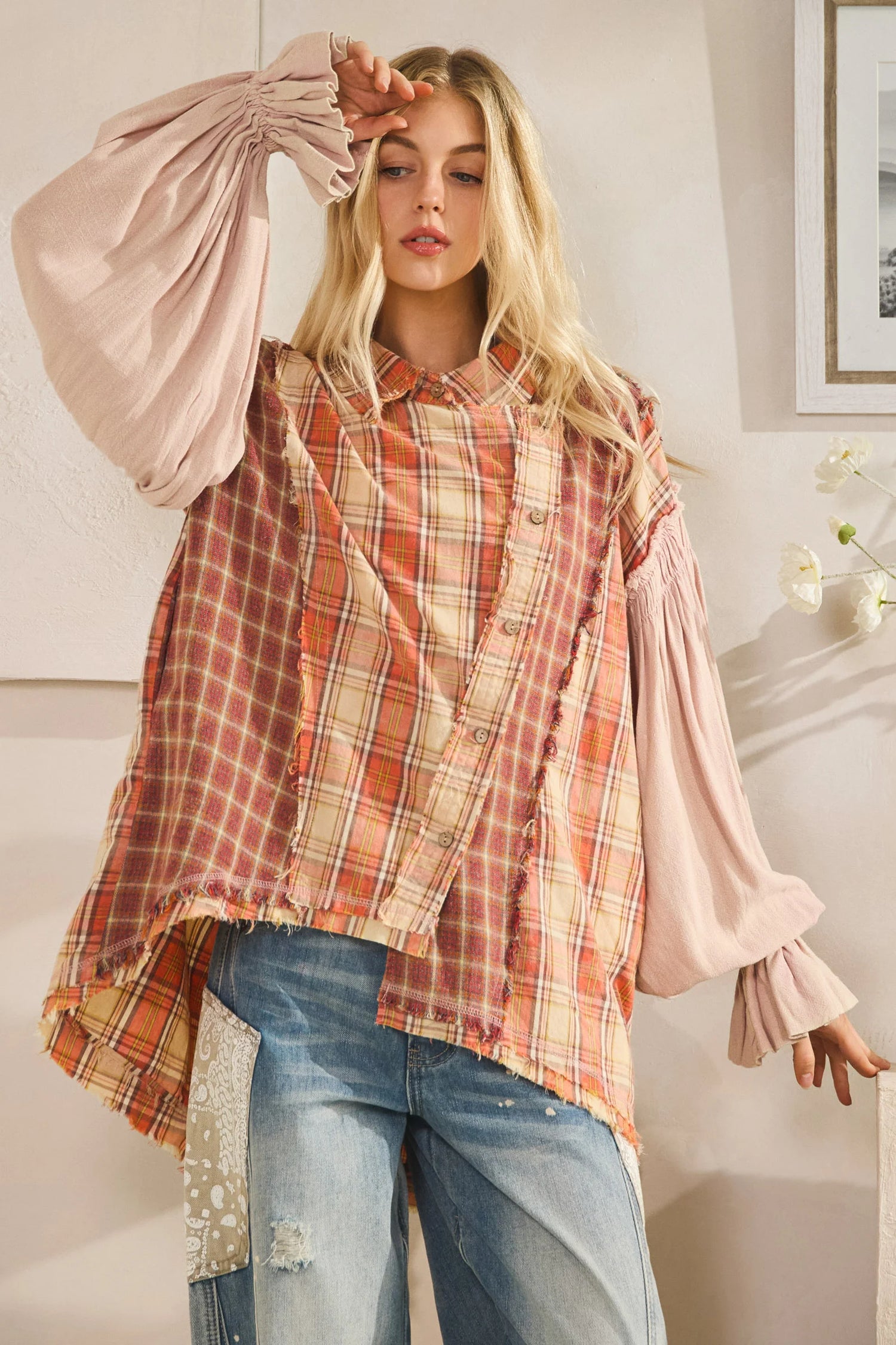 Mauve Asymmetric Button Down Shirt