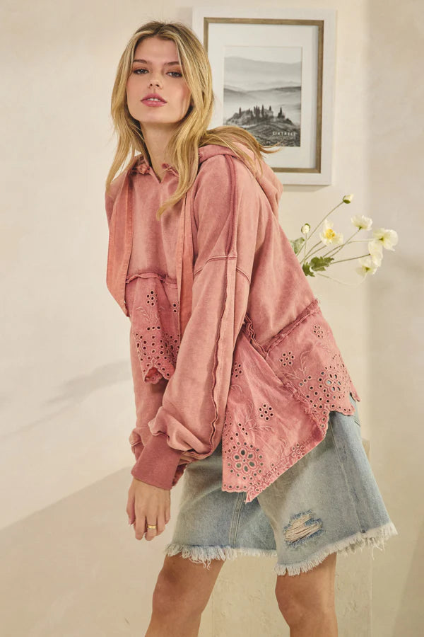 Terry Eyelet Mix Sweatshirt XS