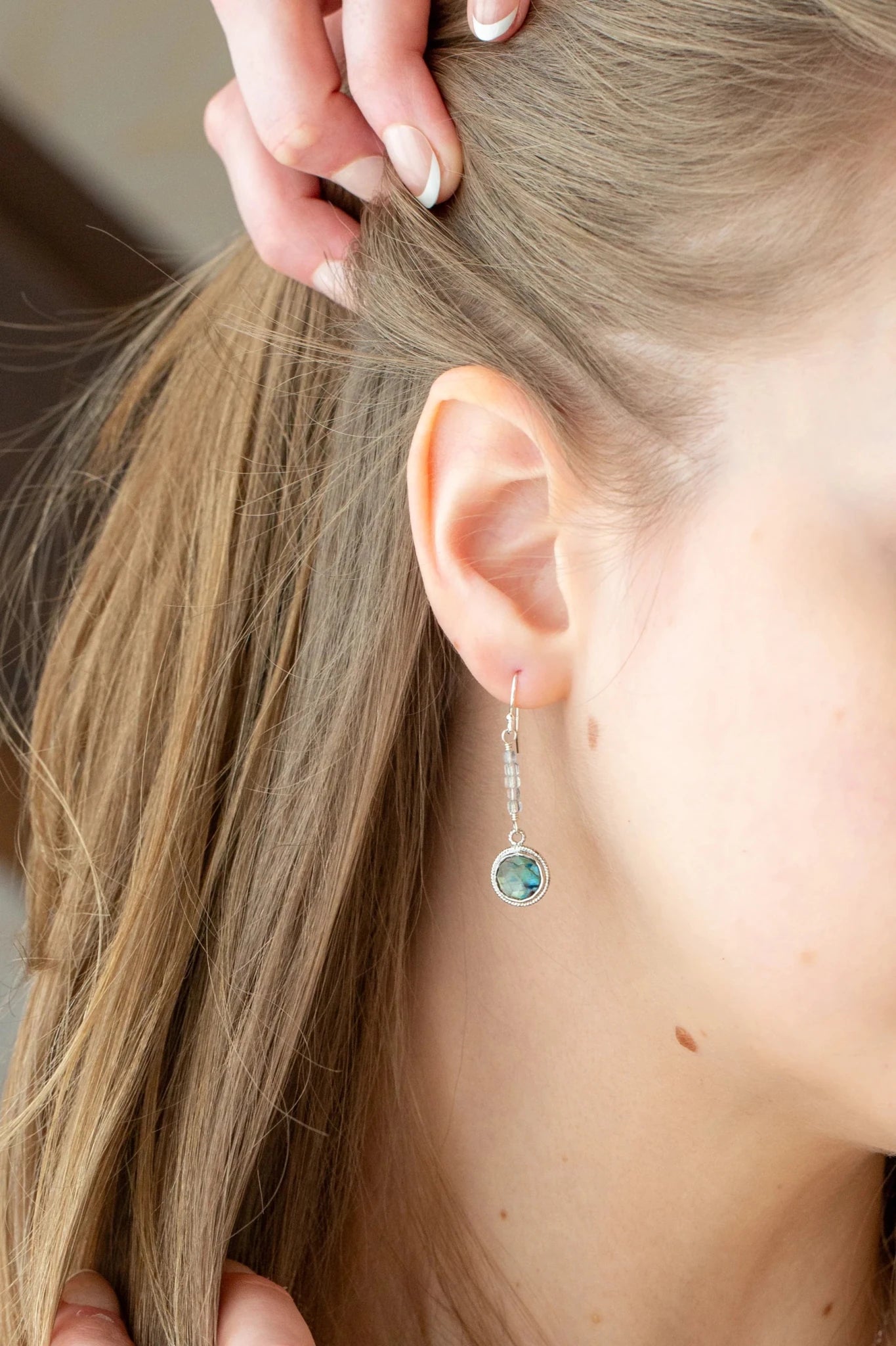 Celestial Labradorite Simple Earrings - Vintage Vault Boutique